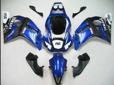 1998-2002 Blue White Matte Black Yamaha YZF 600 R6 Motorcycle Fairings
