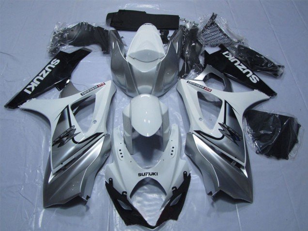 2007-2008 White Silver Black Suzuki GSXR 1000 Motorcycle Fairing