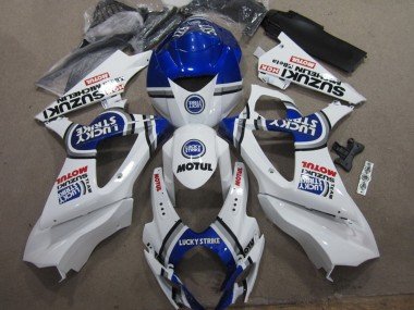 2007-2008 White Blue Lucky Strike Red Motul Suzuki GSXR 1000 Motorcycle Fairings