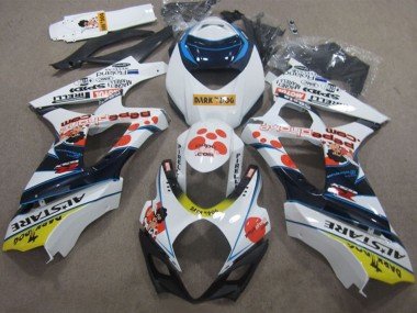 2007-2008 White Red Blue Yellow Dark Dog Suzuki GSXR 1000 Motorcycle Fairings