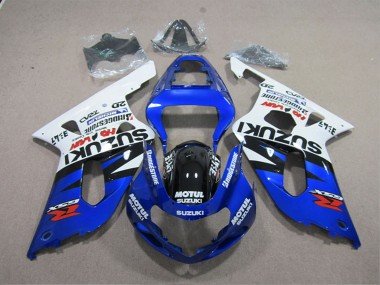 2001-2003 White Blue Black Motul Suzuki GSXR 600 Motorcycle Fairings