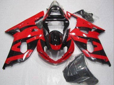 2001-2003 Red Glossy Black Suzuki GSXR 600 Motorcycle Fairings