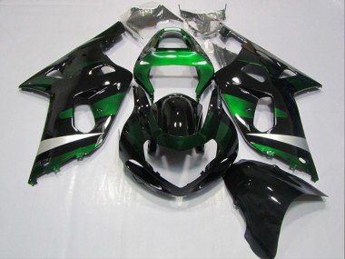 2001-2003 Glossy Black Green Suzuki GSXR 600 Motorcycle Fairings