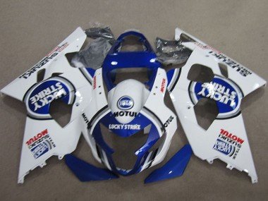2004-2005 White Blue Lucky Strike Motul Suzuki GSXR 600 Motorcycle Fairings