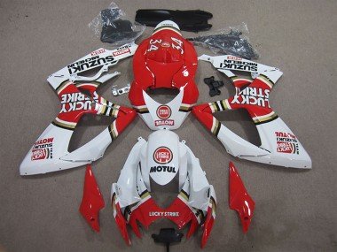 2006-2007 White Red Lucky Strike Motul Suzuki GSXR 600 Motorcycle Fairings