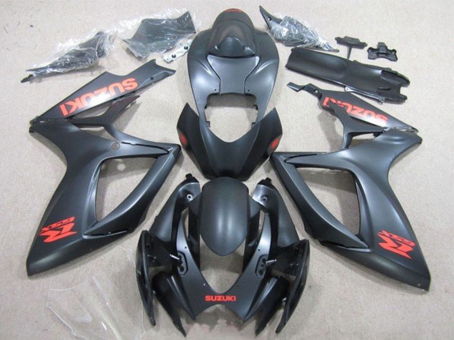 2006-2007 Matte Black Red Decal Suzuki GSXR 600 Motorcycle Fairings