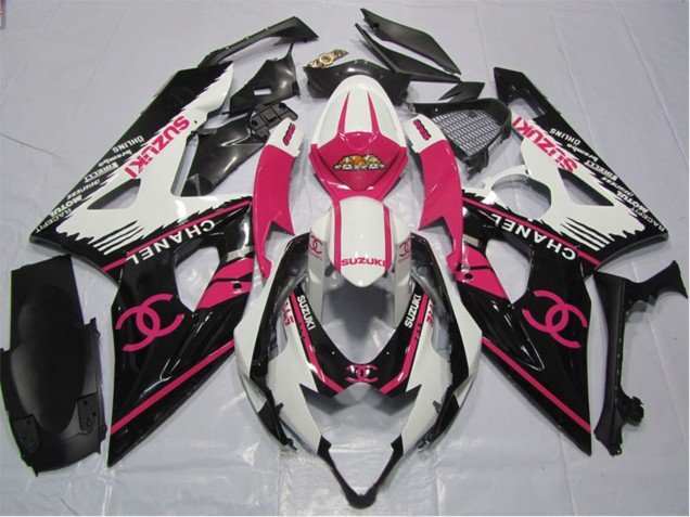 2006-2007 White Pink Black Chanel Suzuki GSXR 600 Motorcycle Fairings