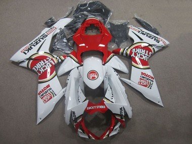2011-2024 White Red Motul Lucky Strike Suzuki GSXR 600 Motorcycle Fairings