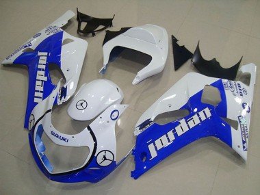 2001-2003 White Blue Jordan Suzuki GSXR 750 Motorcycle Fairings