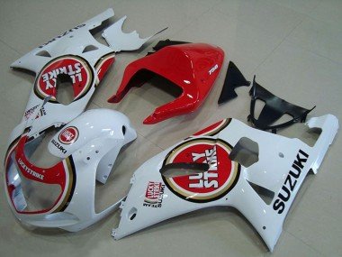2001-2003 White Red Lucky Strike Suzuki GSXR 750 Motorcycle Fairings