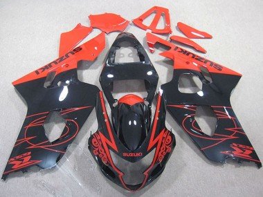 2004-2005 Red Glossy Black Suzuki GSXR 750 Motorcycle Fairings