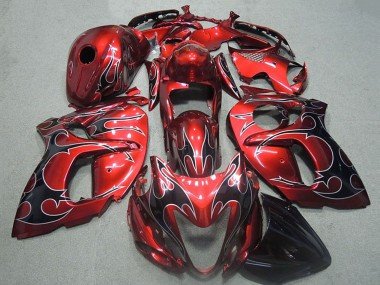 1996-2007 Red Silver Black Flame Suzuki GSXR 1300 Hayabusa Motorcycle Fairings