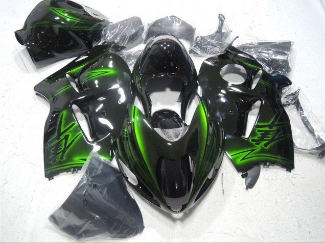 1996-2007 Glossy Black Green Suzuki GSXR 1300 Hayabusa Motorcycle Fairings