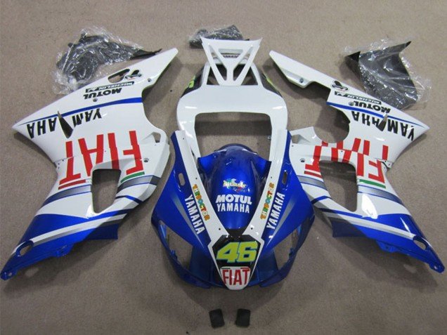 1998-1999 White Blue Red Motul Fiat 46 Yamaha YZF R1 Motorcycle Fairings
