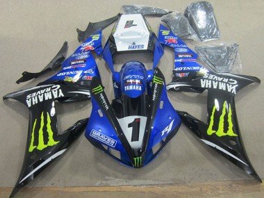 2002-2003 White Blue Black Neon Yellow Monster Graves 1 Yamaha YZF R1 Motorcycle Fairings
