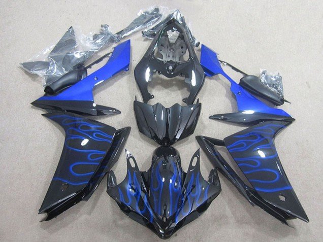 2007-2008 Glossy Black Blue Flame Yamaha YZF R1 Motorcycle Fairing