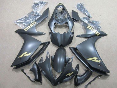 2007-2008 Matte Black Gold Decal Yamaha YZF R1 Motorcycle Fairings