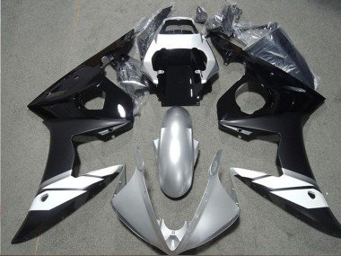 2003-2004 White Silver Glossy Black Matte Black Yamaha YZF R6 Motorcycle Fairings