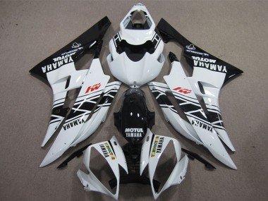 2006-2007 White Glossy Black Motul Yamaha YZF R6 Motorcycle Fairings