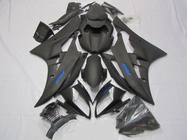 2006-2007 Matte Black Blue Decals Yamaha YZF R6 Motorcycle Fairings